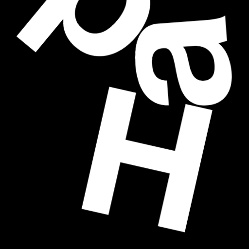 Happitec logo: jumbled letters spelling 'Happitec' arranged by physics simulation. Seed: 211376500. White letters on black background, 512x512 px.