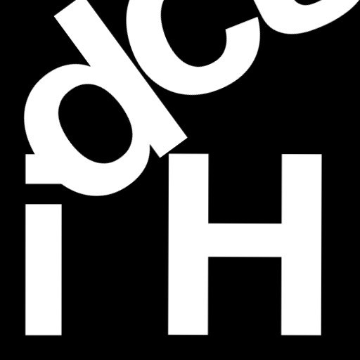 Happitec logo: jumbled letters spelling 'Happitec' arranged by physics simulation. Seed: 373026599. White letters on black background, 512x512 px.