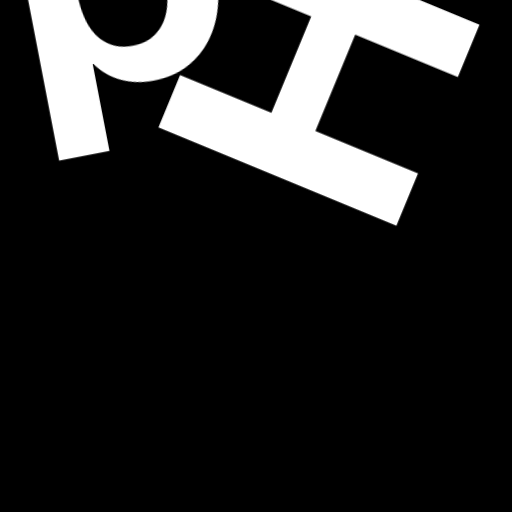 Happitec logo: jumbled letters spelling 'Happitec' arranged by physics simulation. Seed: 62575896. White letters on black background, 512x512 px.