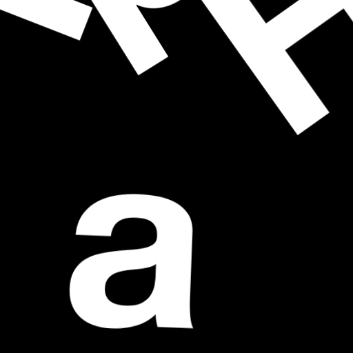 Happitec logo: jumbled letters spelling 'Happitec' arranged by physics simulation. Seed: 226250440. White letters on black background, 512x512 px.