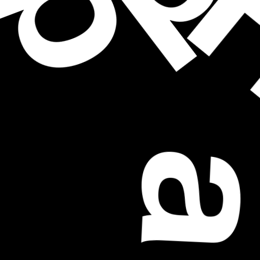 Happitec logo: jumbled letters spelling 'Happitec' arranged by physics simulation. Seed: 595633217. White letters on black background, 512x512 px.