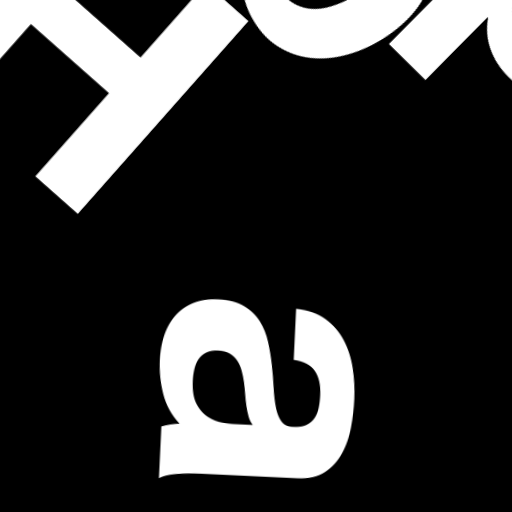 Happitec logo: jumbled letters spelling 'Happitec' arranged by physics simulation. Seed: 516759385. White letters on black background, 512x512 px.