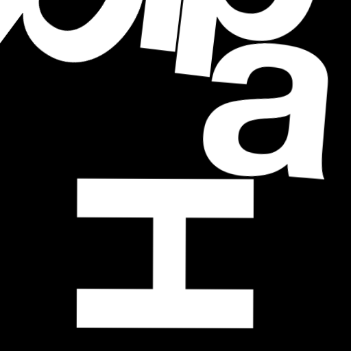 Happitec logo: jumbled letters spelling 'Happitec' arranged by physics simulation. Seed: 155812030. White letters on black background, 512x512 px.