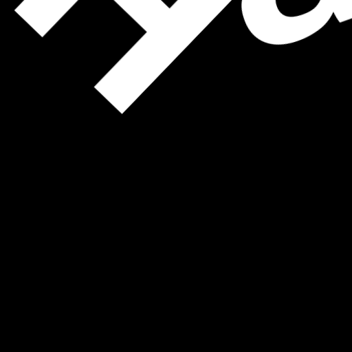Happitec logo: jumbled letters spelling 'Happitec' arranged by physics simulation. Seed: 55462190. White letters on black background, 512x512 px.